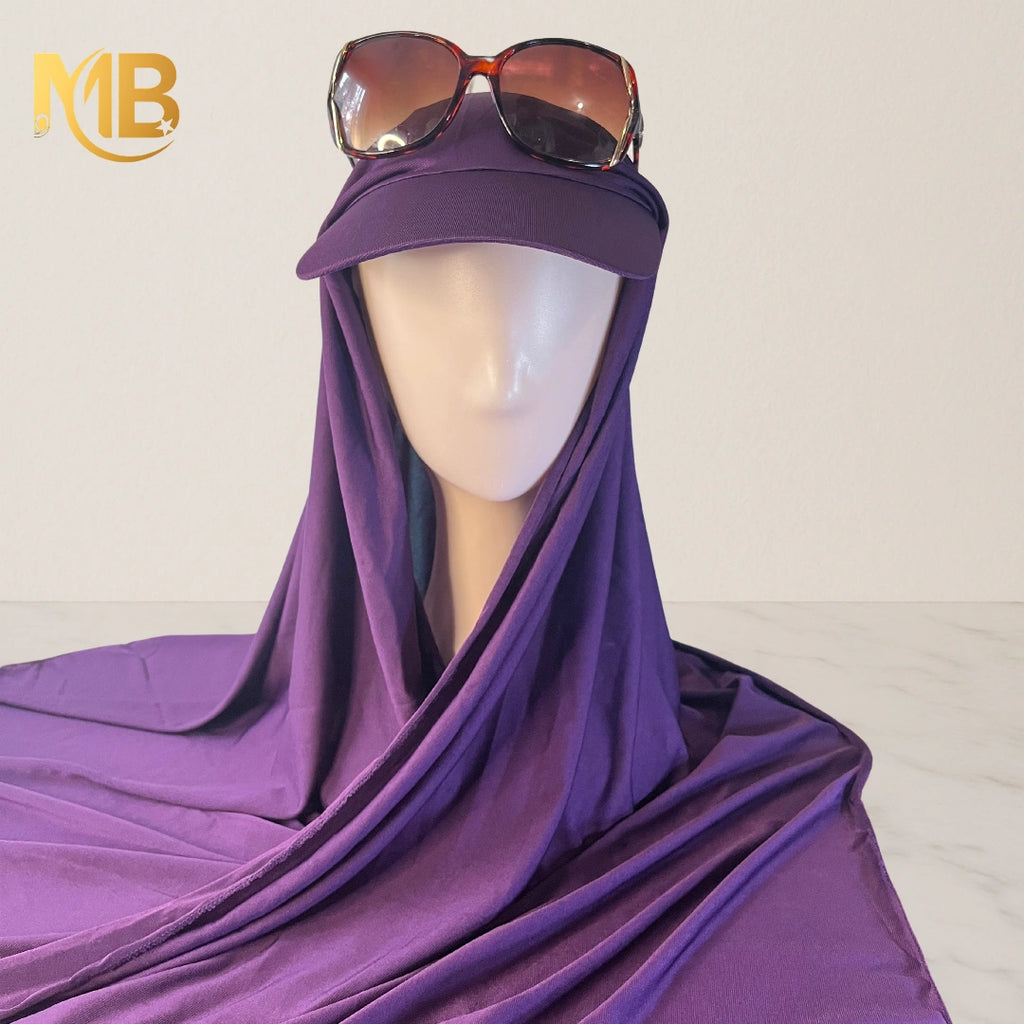 Hijab à casquette violet