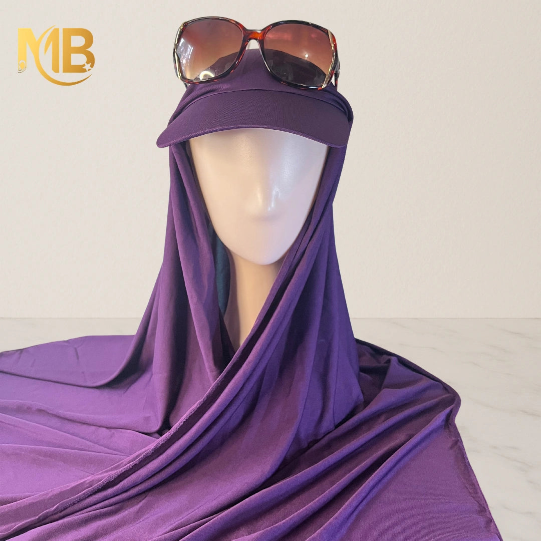 Hijab à casquette violet