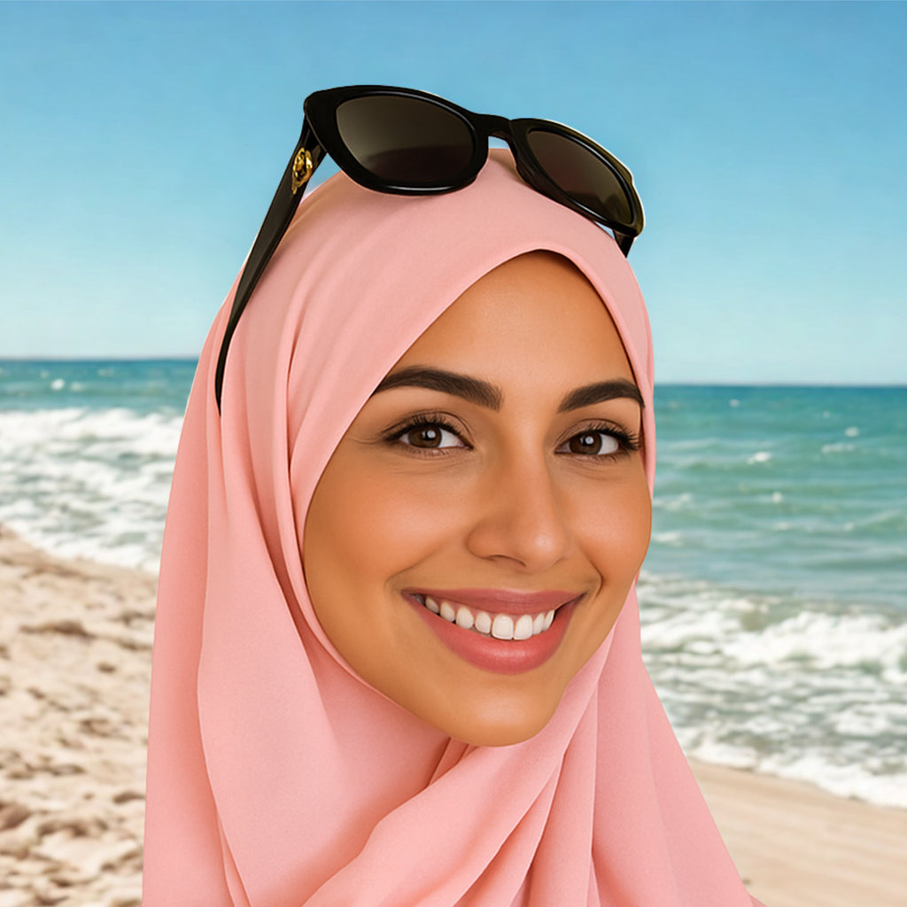 Hijab aimanté rose