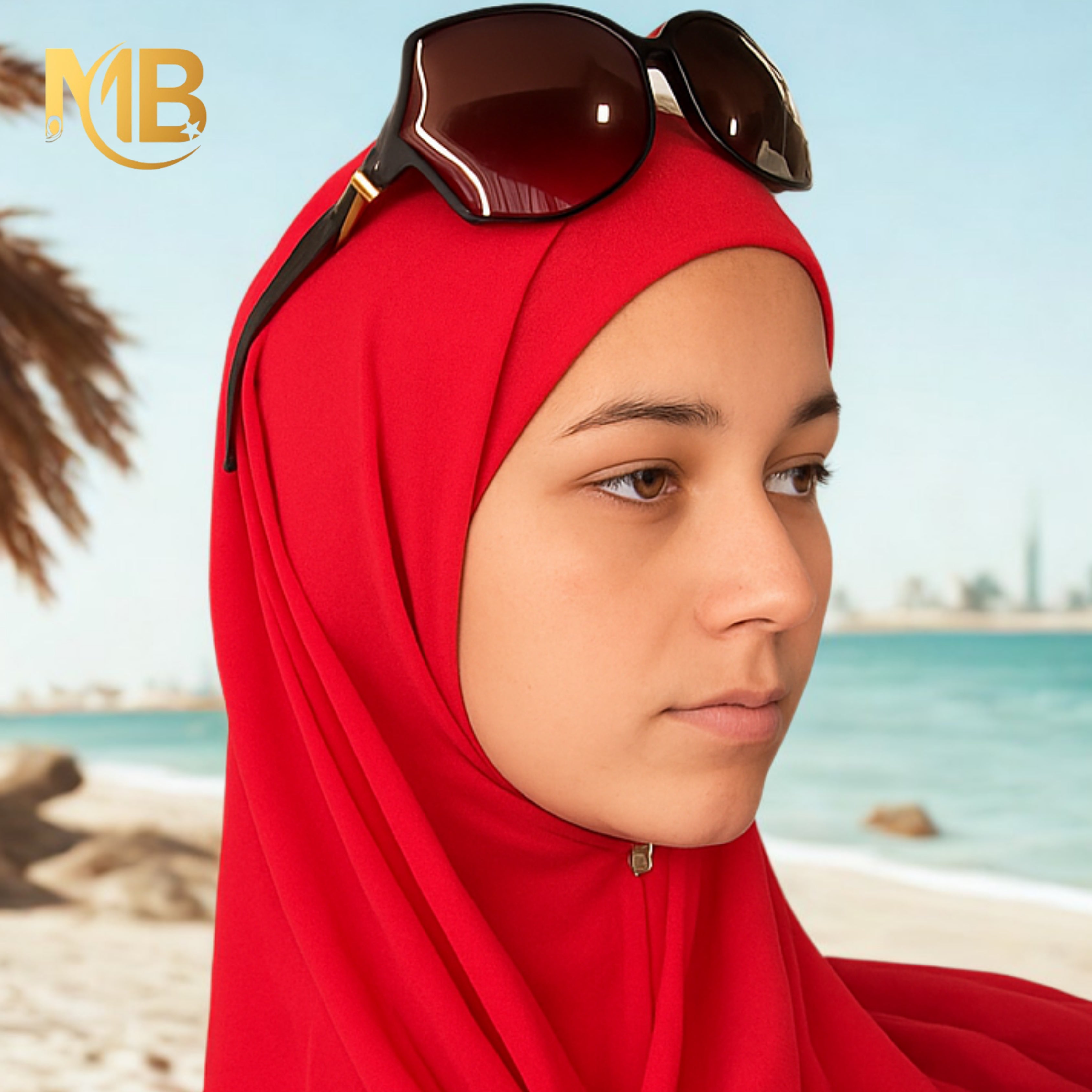 Hijab 2 pièces rouge