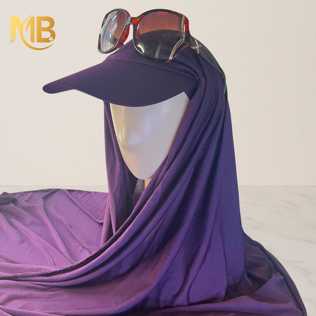 Hijab à casquette violet