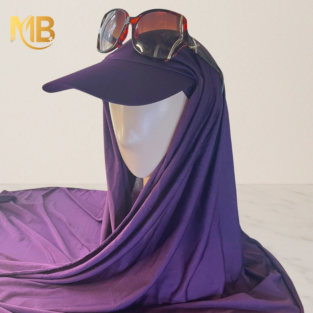 Hijab à casquette violet