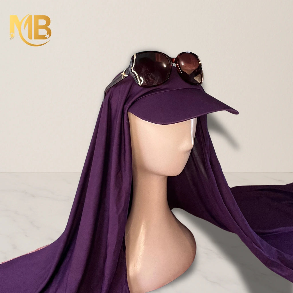 Hijab à casquette violet