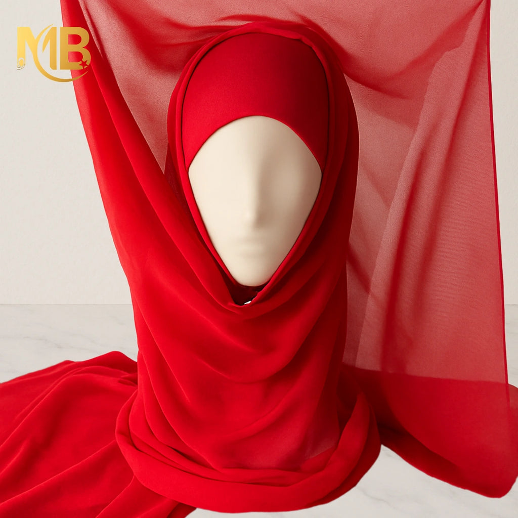 Hijab 2 pièces rouge